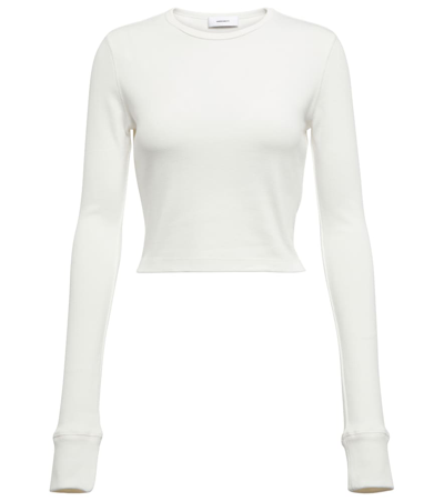 Shop Wardrobe.nyc Wardrobe. Nyc X Hailey Bieber Hb Cotton-blend Jersey Crop Top In White