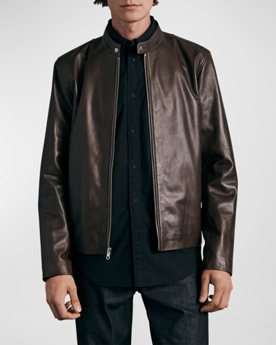 Shop Rag & Bone Men's Archive Cafe Racer Leather Jacket In Brown