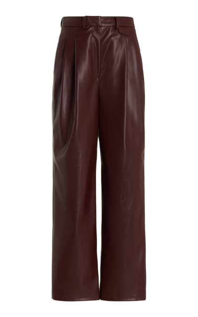 Shop The Frankie Shop Pernille Pleated Faux Leather Wide-leg Pants In Burgundy