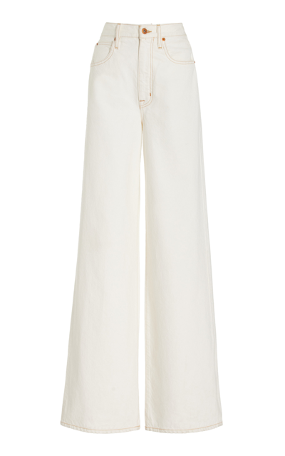 Shop Slvrlake Eva Rigid High-rise Super Wide-leg Jeans In Ivory