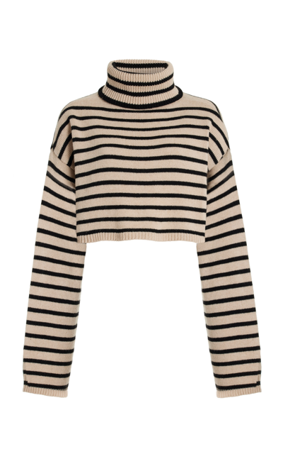 Shop The Frankie Shop Women's Athina Striped Wool-blend Cropped Turtleneck Sweater