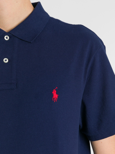 Shop Polo Ralph Lauren Blue Jersey Polo Shirt With Logo