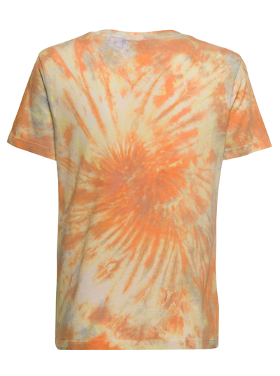Shop Kenzo Tie Dye Woman Cotton T-shirt With  Logo Print In Orange