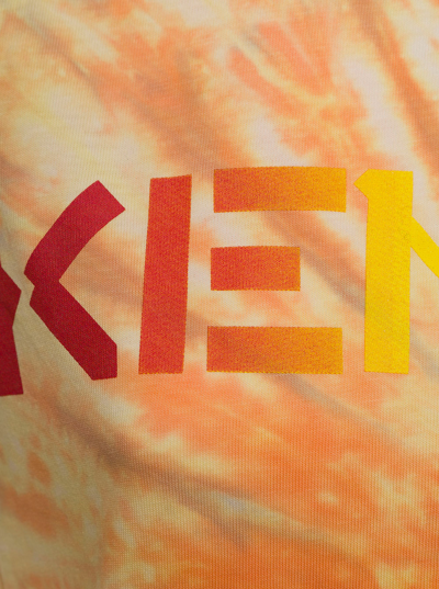 Shop Kenzo Tie Dye Woman Cotton T-shirt With  Logo Print In Orange