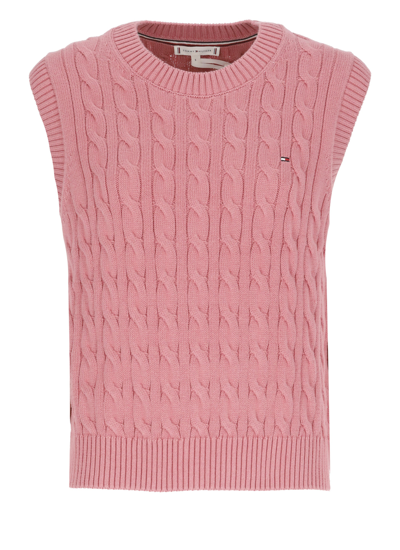 Tommy Hilfiger Cable Vest In Cotton In English Pink | ModeSens