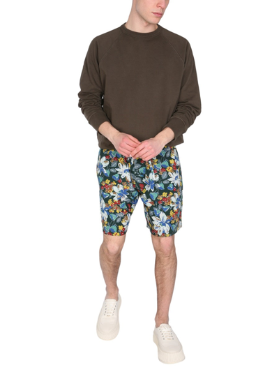 Shop Ymc You Must Create Bermuda With Floral Print In Multicolor