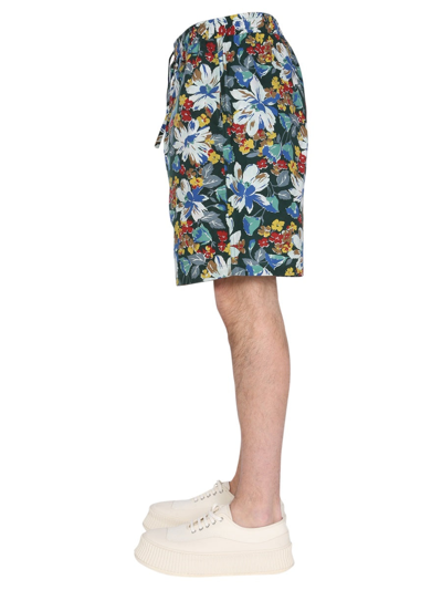 Shop Ymc You Must Create Bermuda With Floral Print In Multicolor