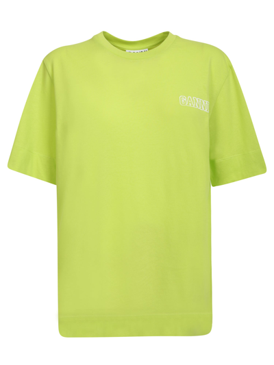 Shop Ganni Basic Line T-shirt With  Logo In Yellow