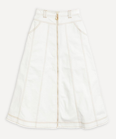 Aje Pepa Denim Midi-skirt In White