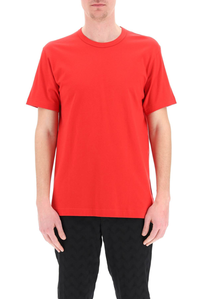 Shop Comme Des Garçons Shirt Comme Des Garcons Shirt Basic T-shirt With Logo Print In Red