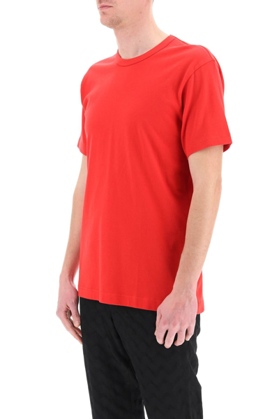 Shop Comme Des Garçons Shirt Comme Des Garcons Shirt Basic T-shirt With Logo Print In Red