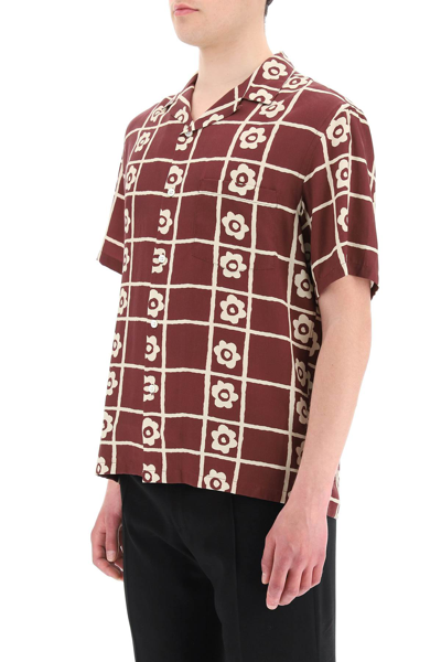 Shop Portuguese Flannel Square Flower Shirt In Red