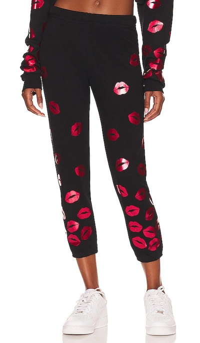 Shop Lauren Moshi Alana Red Lips Sweatpants In Black