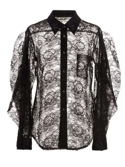 Shop Comme Des Garçons Lace Mesh Detailed Shirt In Black