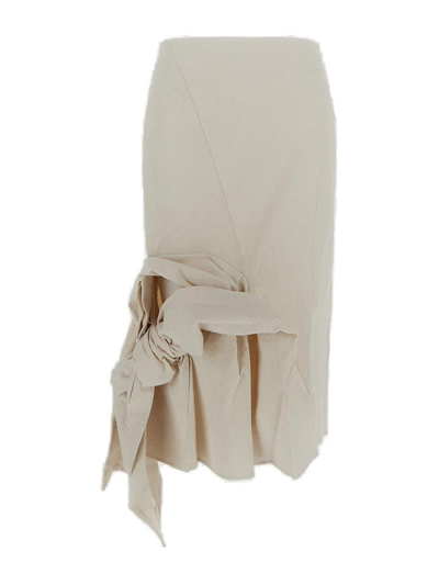 Shop Jacquemus Knotted Midi Skirt In White