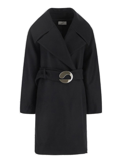 Shop Coperni Belted Long Coat In Black
