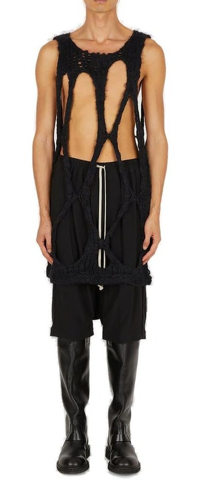 Shop Rick Owens Knitted Net Top In Black
