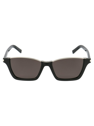 Shop Saint Laurent Eyewear Dylan Rectangular Frame Sunglasses In Black