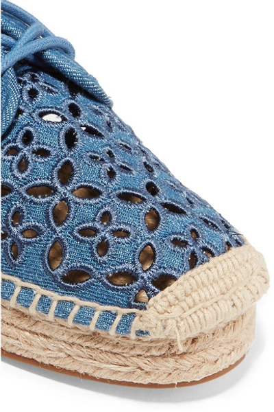 Shop Michael Michael Kors Darci Broderie Anglaise Denim Espadrilles