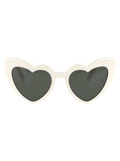 Shop Saint Laurent Eyewear Loulou Sunglasses In White