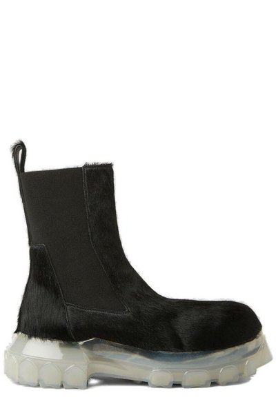 Shop Rick Owens Hairy Chelsea Boots In Black
