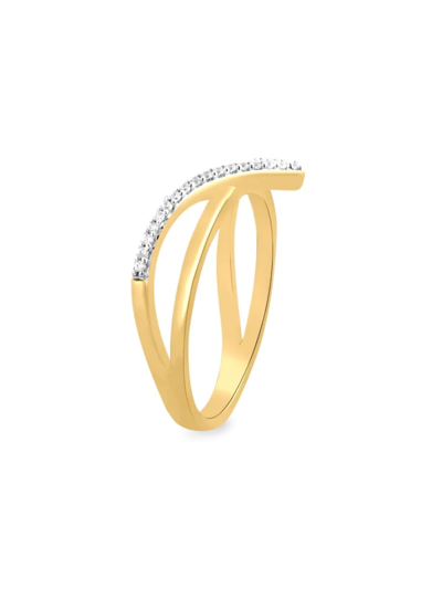 Shop Verifine Women's Demi Fine Sarah 18k Goldplated & 0.1 Tcw Diamond Chevron Ring In Silver
