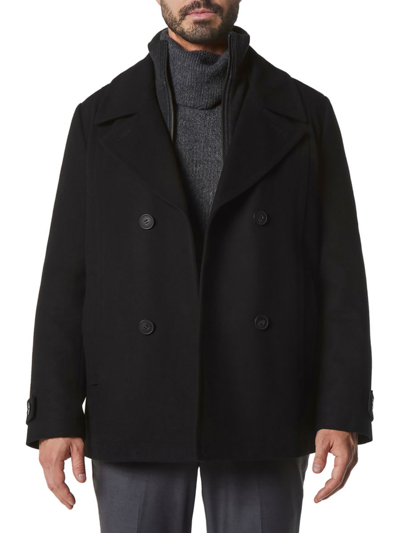 Shop Andrew Marc Men's Danton Melton Wool Blend Peacoat In Black