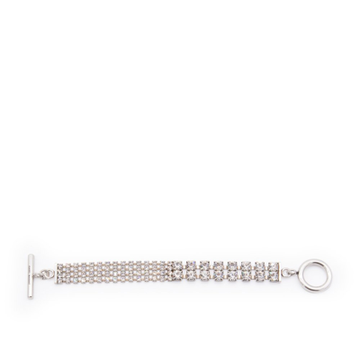Shop Isabel Marant Logo Engraved Embellished Bracelet In Silver