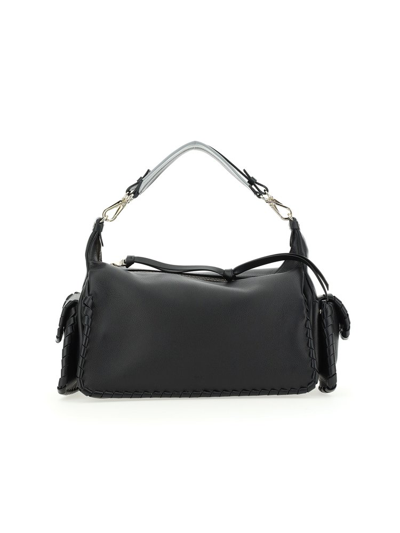 Shop Chloé Nahir Zipped Shoulder Bag In Black