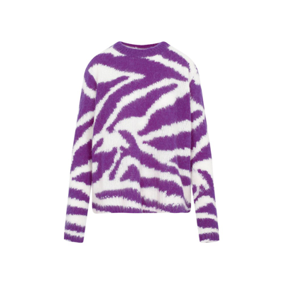 Shop Dries Van Noten Animal Print Knit Sweater In Purple