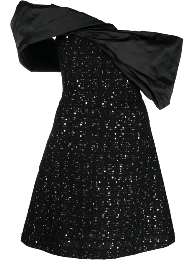Shop Giambattista Valli Sequin-embellished Asymmetric Dress In Black