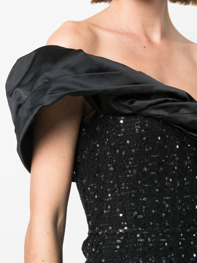 Shop Giambattista Valli Sequin-embellished Asymmetric Dress In Black