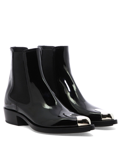 Shop Alexander Mcqueen Women's Black Other Materials Ankle Boots