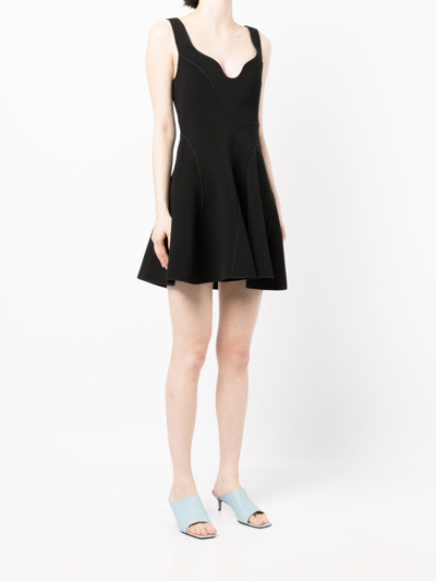 Shop Acler Gower Flared Mini Dress In Black