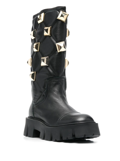 Philipp Plein Stud-embellished Mid-calf Boots In Black