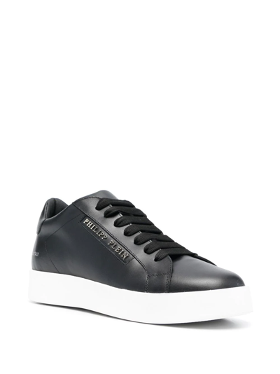 Shop Philipp Plein Low-top Leather Sneakers In '02 Black'