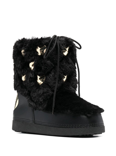 Love Moschino Studded Faux-fur Boots In Black