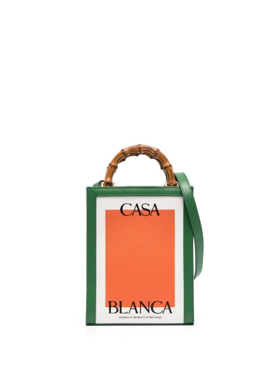 Shop Casablanca Logo-print Tote Bag In Grün