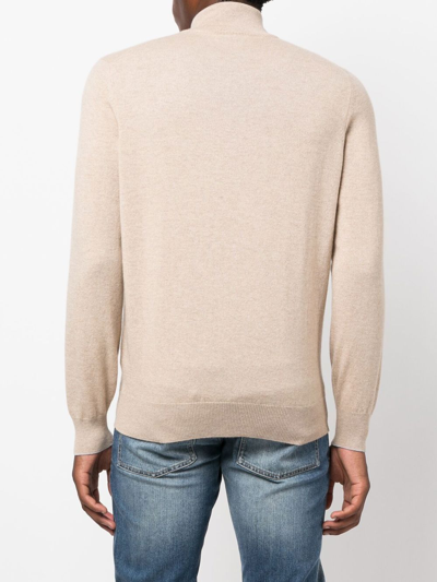 Brunello Cucinelli Zip-up Cashmere Jumper In Neutrals