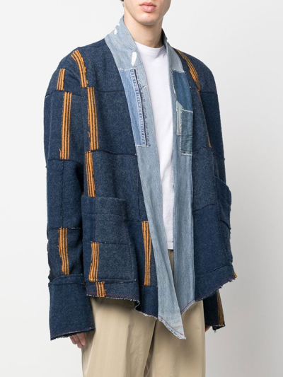 Shop Greg Lauren Patchwork Short Coat In Blau