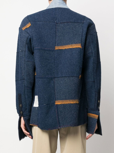 Shop Greg Lauren Patchwork Short Coat In Blau