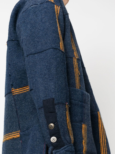 Shop Greg Lauren Patchwork Short Coat In Blau