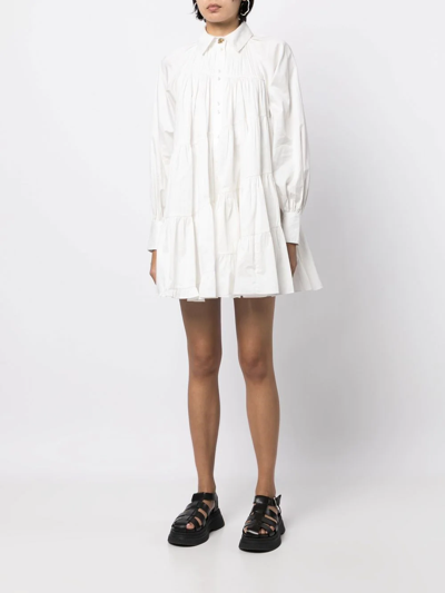 Aje Pavillion Pleated-cotton Mini Shirt Dress In White | ModeSens
