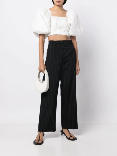 Shop Aje Puff-sleeve Crop Top In White