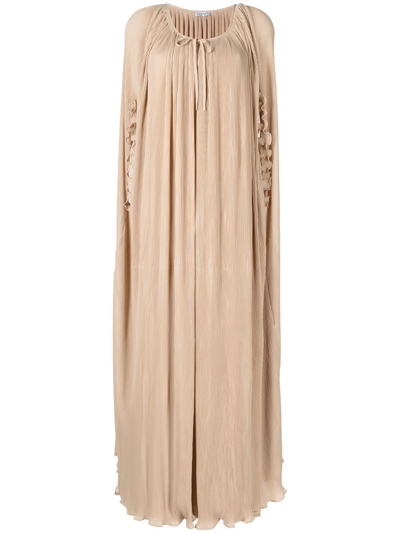 Shop Baruni Sleeveless Long Dress-cape Set In Brown