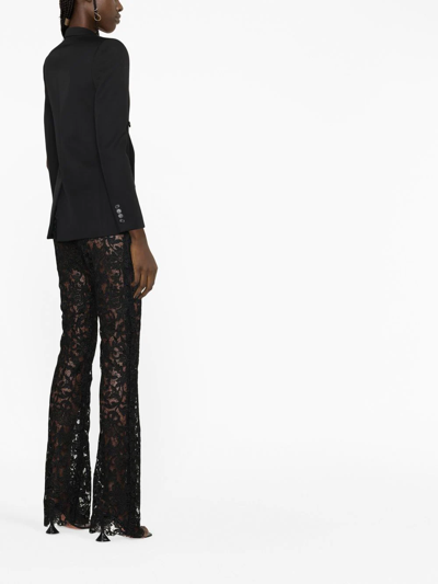 Shop Saint Laurent Guipure Lace Wide-leg Trousers In Schwarz