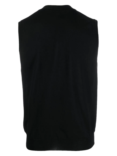 Dell'oglio V-neck Merino Wool Vest In Schwarz