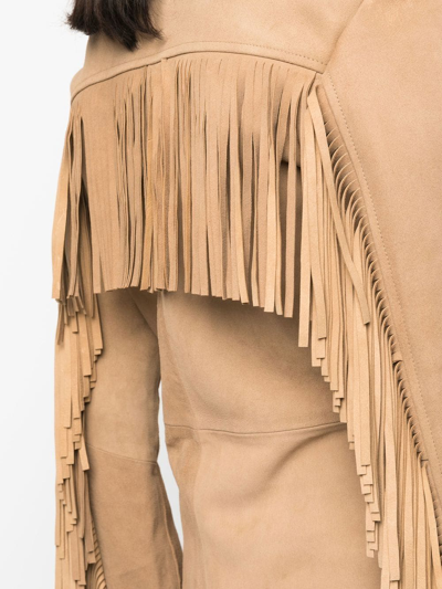 Shop Dancassab Rivera Double-breasted Fringed Jacket In Braun
