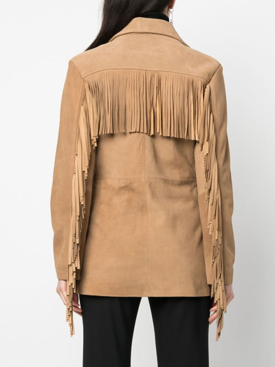 Shop Dancassab Rivera Double-breasted Fringed Jacket In Braun
