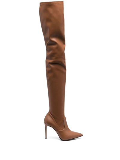 Shop Le Silla Eva Thigh-high 100mm Boots In Brown